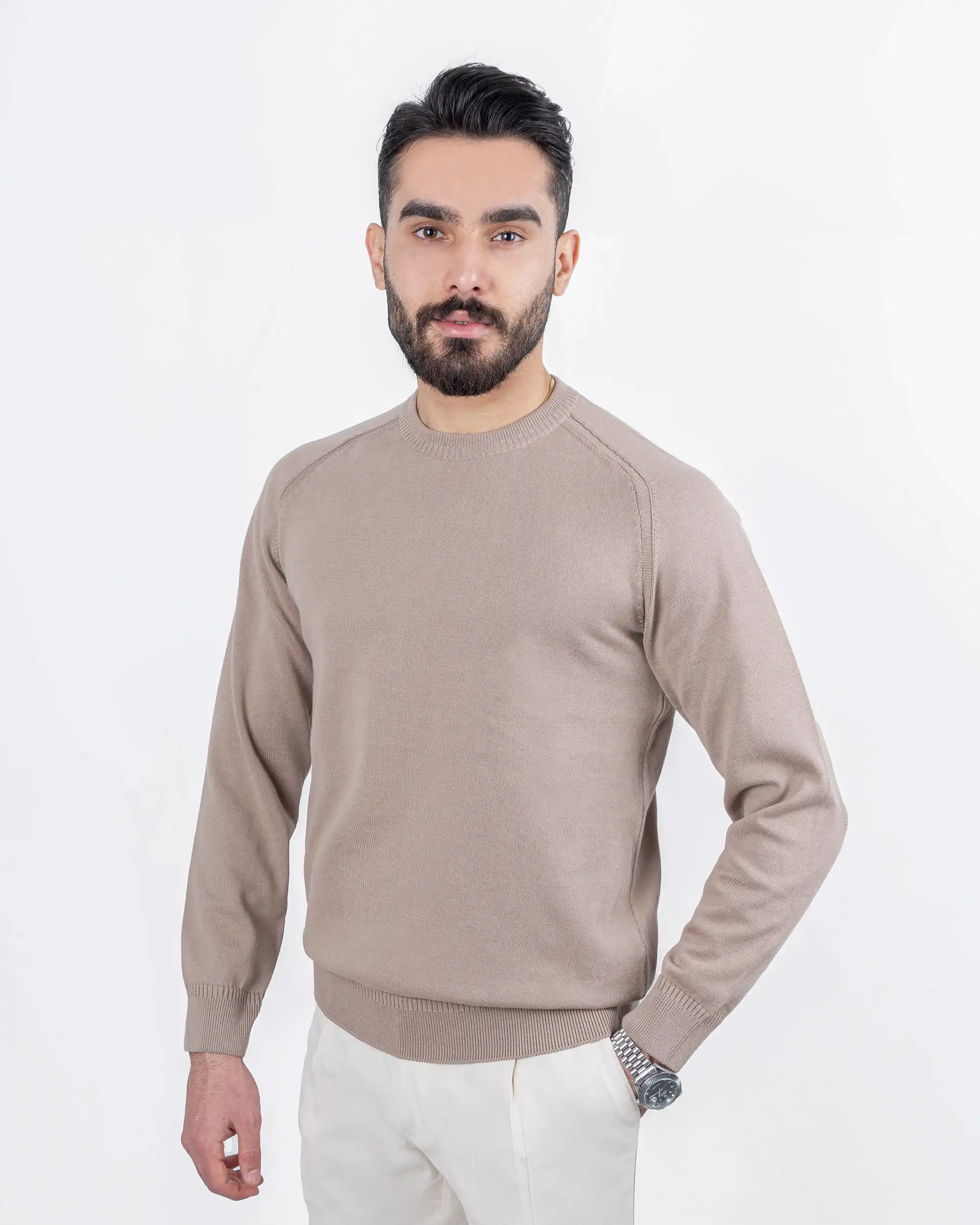 پلیور یقه گرد بافت Basic